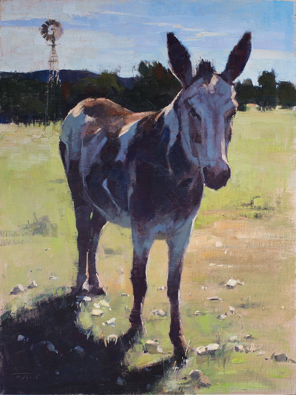 Dog portrait of Webster, painted by artist Patrick Saunders in oils on canvas.