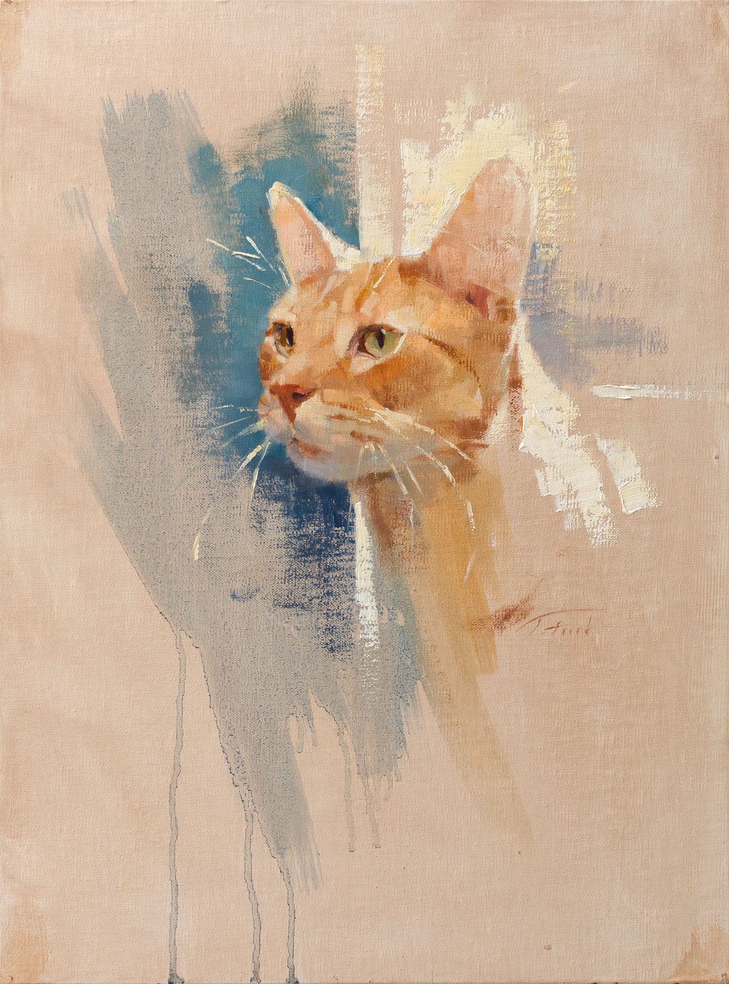 Dog portrait of Betty, painted by artist Patrick Saunders in oils on linen.
